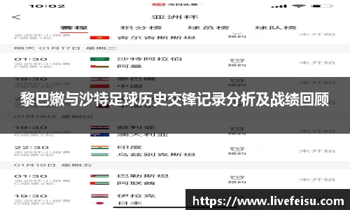 黎巴嫩与沙特足球历史交锋记录分析及战绩回顾